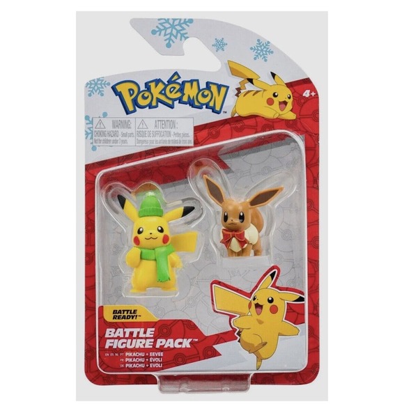 NIP Pokemon HOLIDAY CHRISTMAS Eevee & Pikachu Battle Figure Pack 2022 - Picture 1 of 1